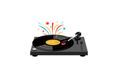Turntable with vibrant colors and playful fireworks in a fla Product Image 1