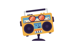 Retro boombox with vibrant colors and playful design in flat Product Image 1