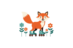 Playful fox wearing roller skates among colorful flowers in Product Image 1