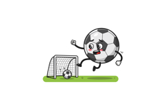 A playful soccer ball jumping in excitement towards the goal Product Image 1