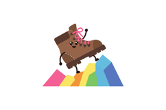 A cheerful hiking boot climbing colorful mountains in a flat Product Image 1