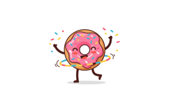 Happy donut character dancing joyfully while hula hooping in Product Image 1