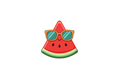 Cheerful watermelon slice wearing orange sunglasses in a pla Product Image 1
