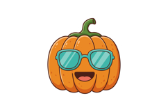 Happy orange pumpkin wearing stylish sunglasses in a playful Product Image 1