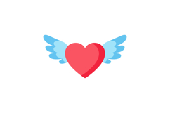 Heart with Angel Wings in Flat Design Style Representing Lov Product Image 1