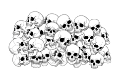 A collection of intricately detailed human skulls in a flat Product Image 1