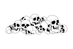 Pile of white human skulls in a detailed, flat design style Product Image 1