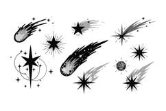Comets and Stars in a Minimalist Style Featuring Dynamic Tra Product Image 1