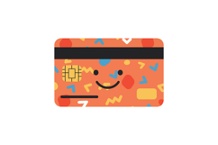 Colorful smiling credit card with playful shapes in flat vec Product Image 1