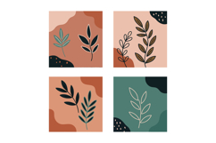 Leafy plant designs in flat style creating a soothing atmosp Product Image 1