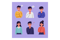 Six diverse individuals expressing various emotions in a fla Product Image 1