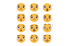 Collection of expressive cartoon faces showcasing various em Product Image 1