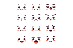 A collection of expressive cartoon faces showing various emo Product Image 1