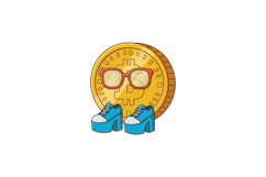 Cartoon-style gold coin wearing sunglasses with blue shoes i Product Image 1