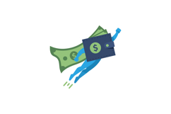 Superhero figure with a wallet and cash flying through the a Product Image 1
