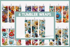 6 Embroidered Flowers Seamless Tumbler Sublimation Product Image 1