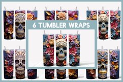 3D Skulls with Flowers Tumbler Sublimation |3D Halloween II Product Image 1