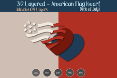 3D Layered American Flag heart Product Image 3