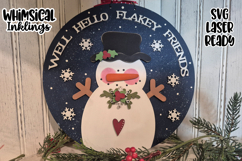 Flakey Friends Snowman Sign Laser SVG Product Image 1