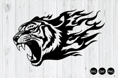 Flaming Fire Tiger Angry Head SVG, Tiger SVG, Animal SVG Product Image 1