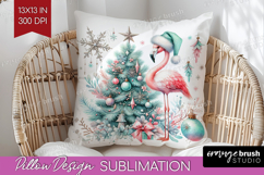 Flamingo Pastel Christmas Pillow Sublimation Coquette Xmas Product Image 1