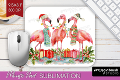 Flamingo Xmas Mouse Pad Sublimation Christmas Mousepad PNG Product Image 1