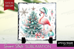 Flamingo Pastel Christmas Slate PNG Coquette Xmas Square Product Image 1
