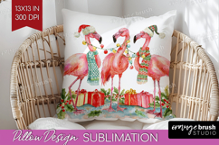 Flamingo Xmas Pillow Sublimation Christmas Pillow Cover PNG Product Image 1