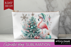 Flamingo Pastel Christmas Cosmetic Bag Coquette Xmas Makeup Product Image 1