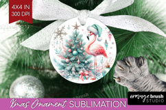 Flamingo Pastel Christmas Ornament PNG Coquette Xmas PNG Product Image 1
