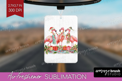 Flamingo Xmas Air Freshener PNG Christmas PNG Sublimation Product Image 1