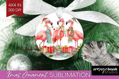Flamingo Xmas Ornament PNG Christmas PNG Sublimation Product Image 1
