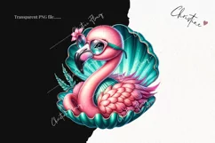 Flamingo In Seashell PNG | Beach PNG Product Image 2