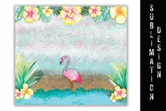 Flamingo Tropical Beach Skinny Tumbler sublimation Design Product Image 3