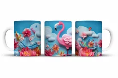 Flamingo Mug Wrap Sublimation Designs, 3d Mug, Flamingo Png