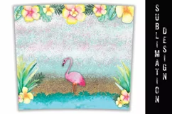 Flamingo Tropical Beach Skinny Tumbler sublimation Design Product Image 4