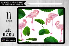 Flamingo and Tropic Leaves Brushes for Photoshop, Procreate Product Image 1