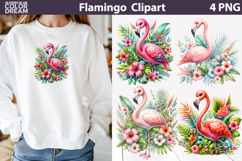 Flamingo PNG Clipart | Tropical Floral Sublimation Product Image 1