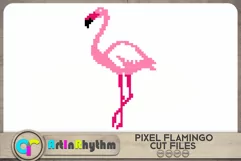 Pixel Flamingo SVG Cut files - tropical summer theme Product Image 1