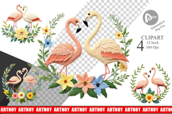 Flamingo Embroidery Clipart Product Image 1