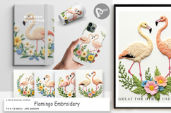Digital Paper Flamingo Embroidery Product Image 1
