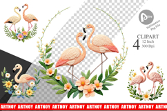 Flamingo Embroidery Clipart Product Image 1