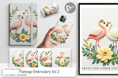 Digital Paper Flamingo Embroidery Product Image 1