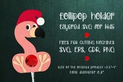 Flamingo in Santa Hat. Lollipop Holder Template for cutting machines