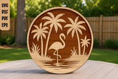 Flamingo Laser Cut File | Tropical Flamingo Wall Art Product Image 1