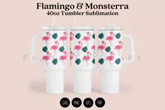 flamingo monsterra summer 40oz tumbler sublimation full wrap high resolution transparant background