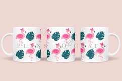 flamingo monsterra summer coffee mug sublimation wrap glass mug wrap svg presized for 11oz and 15oz glass ready to cut and sublimation files