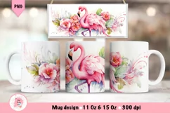 Flamingo Mug Wrap Sublimation Designs, 3d Mug, Flamingo Png