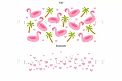flamingo palm trees summer 40oz tumbler sublimation full wrap high resolution transparant background