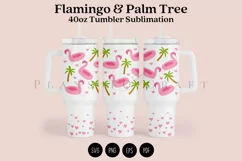 flamingo palm trees summer 40oz tumbler sublimation full wrap high resolution transparant background